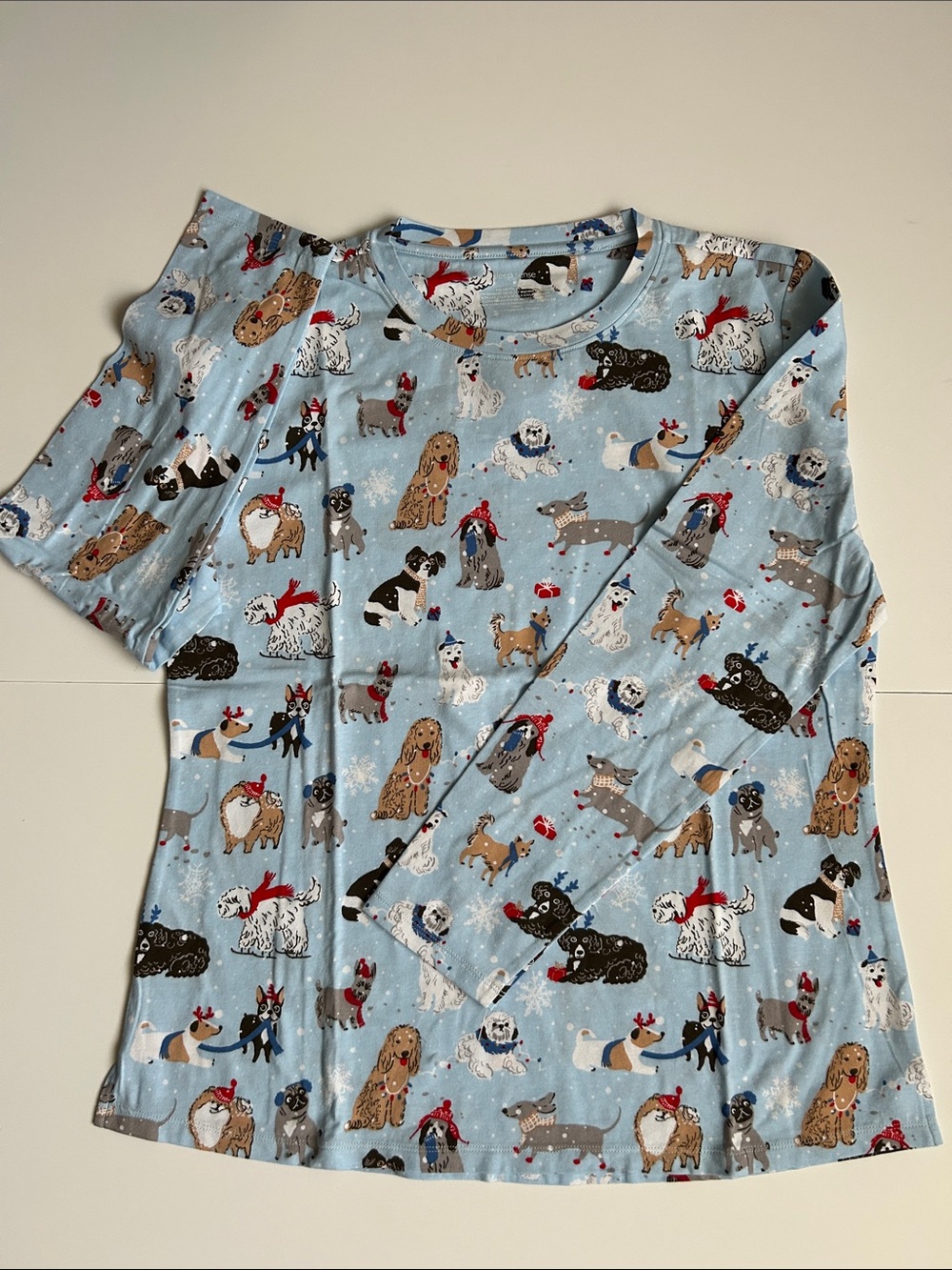 Sleep Sense Women's Light Blue Animals Pajama Small Long-Sleeve